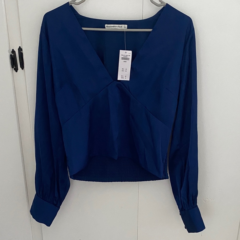 Abercrombie & Fitch Deep Blue V-Neck Blouse